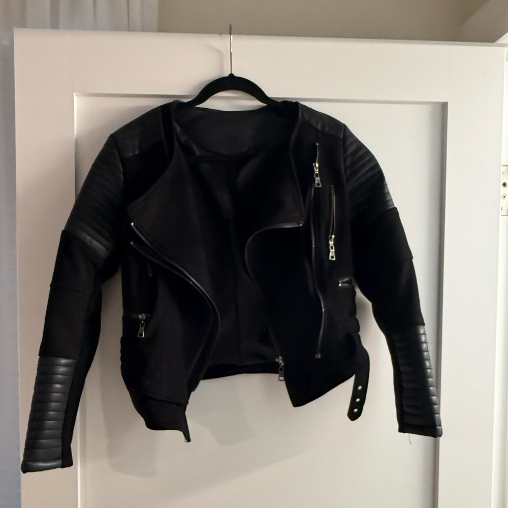 Black Suede/ Faux Leather Jacket